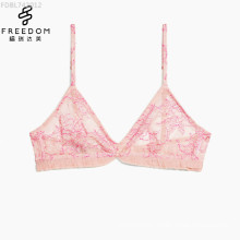 China wholesale and customized embroidery transparent lace triangle bralette